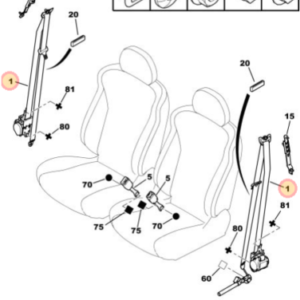 Cintura airbag anteriore sinistra Peugeot 4007 Citroen C-Crosser Mitsubishi Outlander