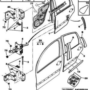 Pannello assorbente porta posteriore sinistra Citroen C3 I e II
