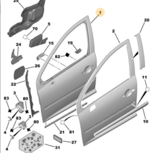 Portiera porta anteriore destra Peugeot 207 5 porte e SW