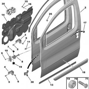 Portiera porta anteriore sinistra Peugeot Bipper Citroen Nemo Fiat Fiorino