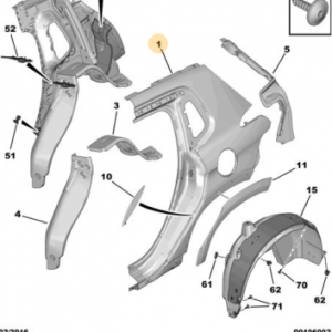 Parafango posteriore sinistro Peugeot 2008 GTLine Allure