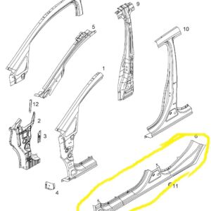 Pannello laterale sinistro sottoporta vauxhall Opel Corsa-D 13237322