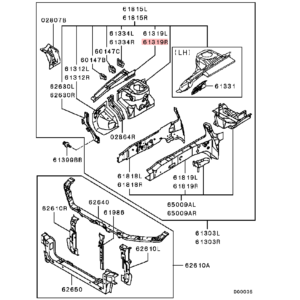 RINFORZO LUNGHERONE PARAFANGO ANT SINISTRO MITSUBISHI LANCER EVO 7 8 9 MR548491