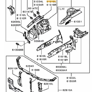 LAMIERATO RINFORZO LUNGHERORE ANTERIORE SX MITSUBISHI LANCER EVO 5 6 CP9A