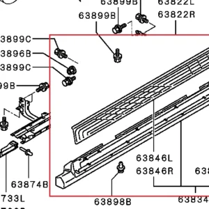 PEDANA LATERALE DESTRA COMPLETA MITSUBISHI PAJERO V93W 2006- 7656A044 7656A046